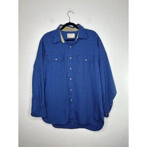 Cabela’s Heavyweight Blue Black Plaid Flannel Button Shirt Long Sleeve Size XL